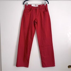 NWT Cotton On Women’s Size 2 Low Rise Straight Leg Faded Red Jean w/ 5 Pockets